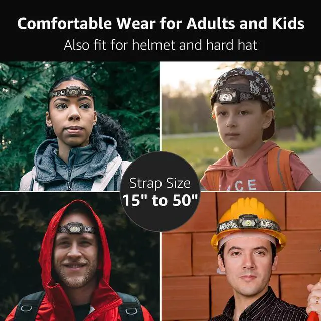 Alt view image 7 of 7 - HeadLamp 2 Pack Super Bright LED Head lamp with 6 Lighting Modes Waterproof Battery Powered LED Lightweight Headlight for Cycling Running Camping for Kids Adults