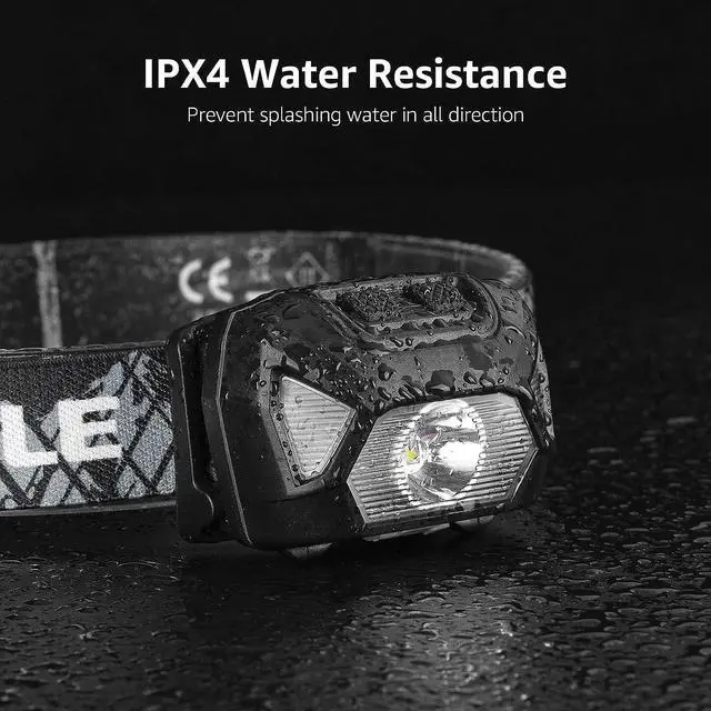 Alt view image 5 of 7 - LE Headlamp Rechargeable, LED Head Lamp with 6 Modes for Camping & Hiking Gear Essentials, IPX4 Waterproof High Lumen Bright Headlight Flashlights with Adjustable Headband, USB Cable Included