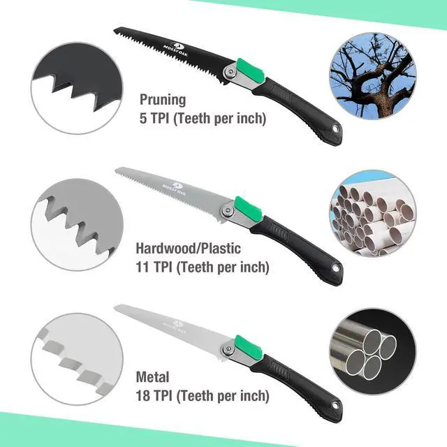 Alt view image 5 of 7 - MOSSY OAK 3 in 1 Folding Saw, Pruning Hand Saw with Wood, Metal and PVC Blade, Camping Saw for Backpacking, Hunting and Bushcraft, Pouch Included
