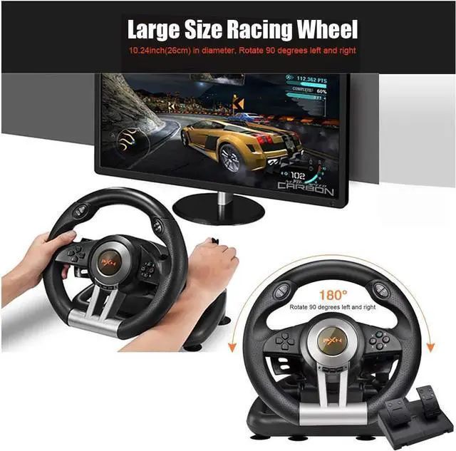 Alt view image 2 of 5 - PXN V3II PC Racing Wheel, YF2009 USB Car Race Gaming Steering Wheel with Pedals for Windows PC/PS3/PS4/Xbox One/Nintendo Switch