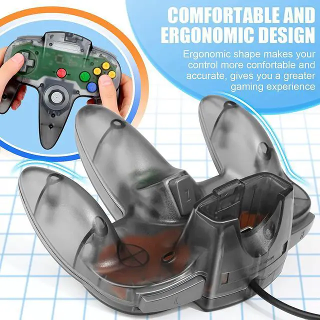 Alt view image 3 of 7 - 2 Pack FISUPER USB N64 Controller, Wired USB Gamepad Joystick for Windows PC MAC Raspberry PI(Clear Black+Clear Blue)