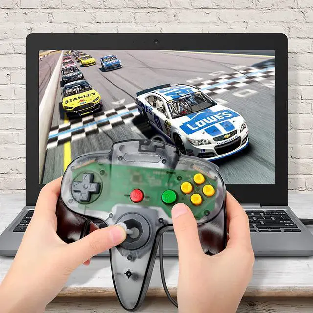 Alt view image 5 of 7 - 2 Pack FISUPER USB N64 Controller, Wired USB Gamepad Joystick for Windows PC MAC Raspberry PI(Clear Black+Clear Blue)