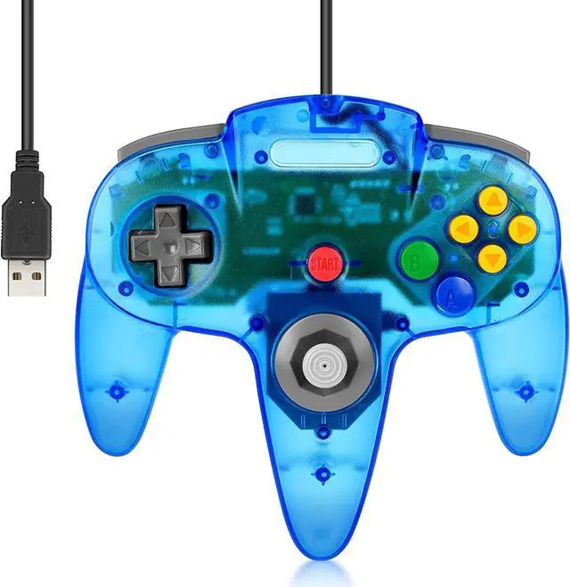 Alt view image 7 of 7 - 2 Pack FISUPER USB N64 Controller, Wired USB Gamepad Joystick for Windows PC MAC Raspberry PI(Clear Black+Clear Blue)