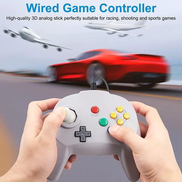 Alt view image 6 of 7 - 2 Pack Mini N64 Controller for Retro Games, kiwitatá N64 Remote Wired 64-bit Video Gamepad Joystick Controllers for N64 Console Gray