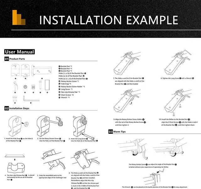 Alt view image 5 of 7 - HUAYUWA Gear Shifter Mount (Right Hand Install) for Logitech G Driving Force Shifter Bracket for Playseat Challenge Chair Compatible with Logitech G923 G920 G29 G27 G25 Racing Wheel Accessories
