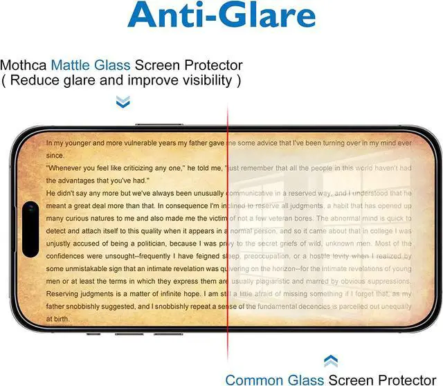 Alt view image 3 of 6 - Mothca [2+2 Pack Matte Glass Screen Protector for iPhone 14 Pro with Camera Lens Glass Protector Anti-Glare & Anti-Fingerprint Tempered Glass Clear Film Case Friendly Bubble Free Smooth as Silk