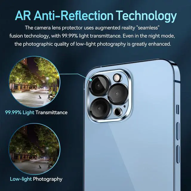 Alt view image 4 of 7 - [4 Pack]iVoler Camera Lens Protector Designed for iPhone 13 Pro Max 6.7/13 Pro 6.1 Screen Protector Tempered Glass[Case Friendly][New version] Scratch-Resistant Easy Installation Clear+Black Circle