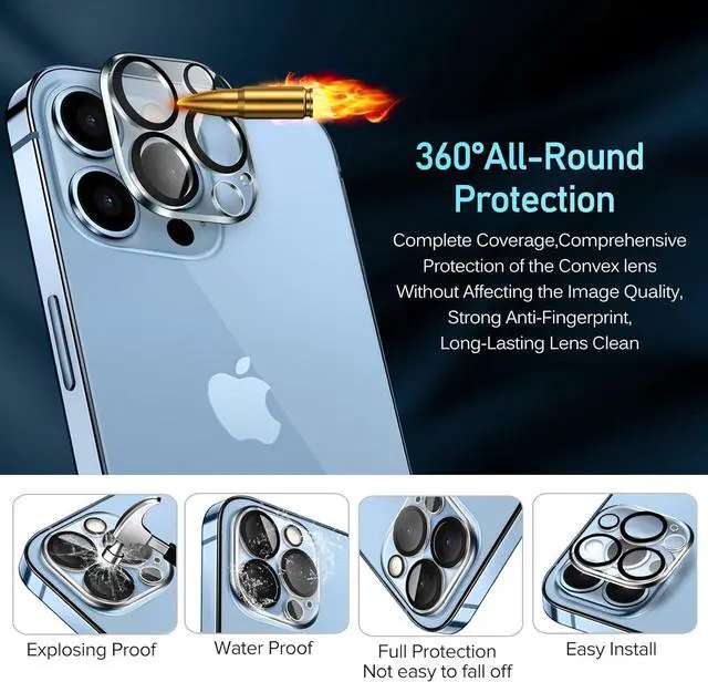 Alt view image 5 of 7 - [4 Pack]iVoler Camera Lens Protector Designed for iPhone 13 Pro Max 6.7/13 Pro 6.1 Screen Protector Tempered Glass[Case Friendly][New version] Scratch-Resistant Easy Installation Clear+Black Circle