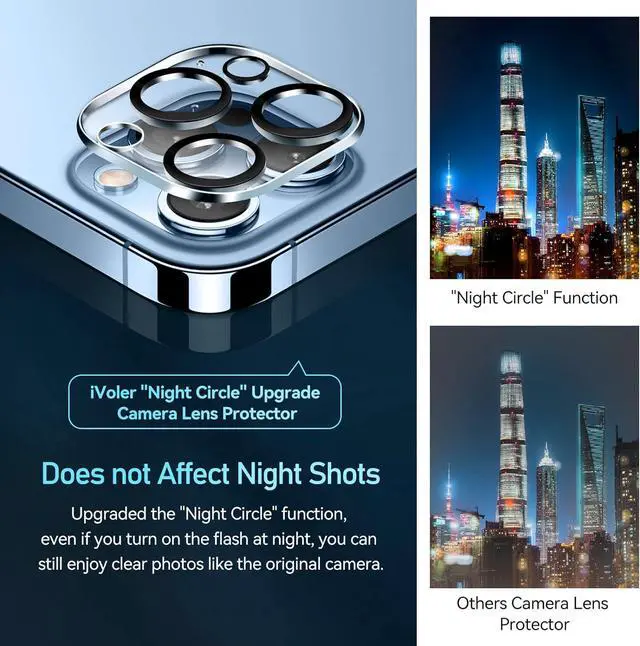 Alt view image 6 of 7 - [4 Pack]iVoler Camera Lens Protector Designed for iPhone 13 Pro Max 6.7/13 Pro 6.1 Screen Protector Tempered Glass[Case Friendly][New version] Scratch-Resistant Easy Installation Clear+Black Circle