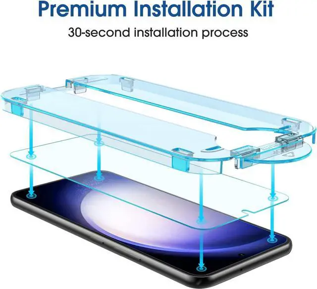 Alt view image 3 of 6 - amFilm 2+2 Pack OneTouch Compatible with Samsung Galaxy S23 5G 6.1 Inch Tempered Glass Screen Protector, 9H Hardness with Tempered Glass Camera Lens Protector, Easiest to Installation and Bubble Free