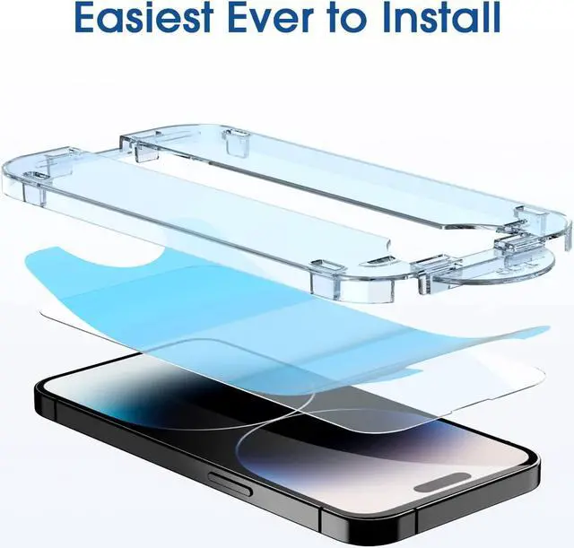 Alt view image 3 of 6 - amFilm 2 Pack Tempered Glass Screen Protector + Camera Lens Protector for iPhone 14 Pro Max 6.7 Inch. Easy OneTouch Installation, Auto-Alignment, Bubble Free, Case Friendly, Anti-Scratch