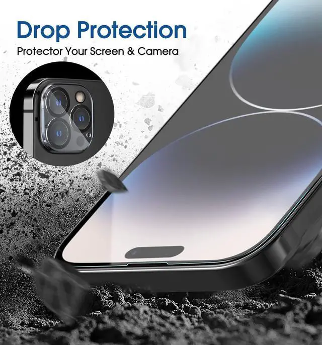Alt view image 4 of 6 - amFilm 2 Pack Tempered Glass Screen Protector + Camera Lens Protector for iPhone 14 Pro Max 6.7 Inch. Easy OneTouch Installation, Auto-Alignment, Bubble Free, Case Friendly, Anti-Scratch