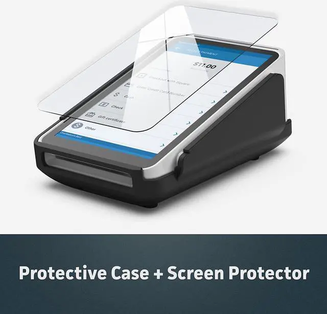 Alt view image 3 of 6 - Encased Protective Case and Screen Protector for Square Terminal Card Reader - Rubberized Hard Casing with Non-Slip Base and Tempered Glass (Products) Black