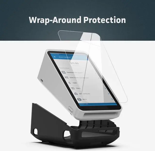 Alt view image 6 of 6 - Encased Protective Case and Screen Protector for Square Terminal Card Reader - Rubberized Hard Casing with Non-Slip Base and Tempered Glass (Products) Black