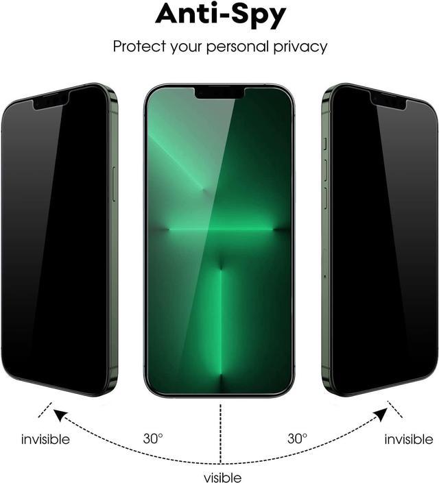 JETech Privacy Screen Protector for iPhone 13 6.1-Inch with Camera Lens  Protector (Not for iPhone 13 Pro), Anti-Spy Tempered Glass Film, Easy  Installation Tool, 2-Pack Each 