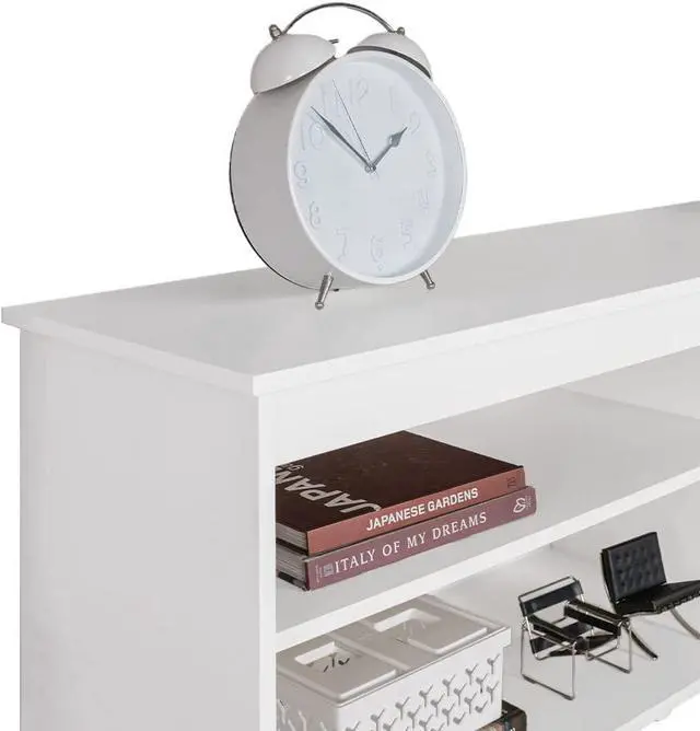 Alt view image 6 of 7 - MADESA TV Stand with 4 Shelves and Cable Management, 59 inch TV Table for TVs up to 65 Inches, Wooden Entertainment Center, 23 H x 15" D x 59 L - White