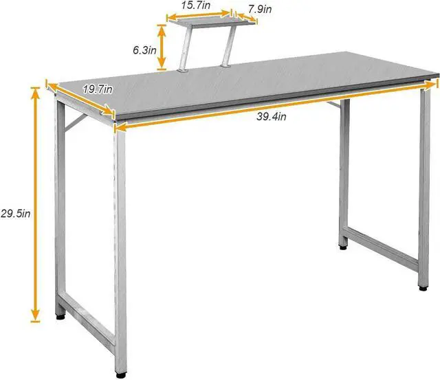 Alt view image 3 of 7 - SogesPower 39 inches Computer Desk Office Desk Gaming Desk Laptop PC Table, Black