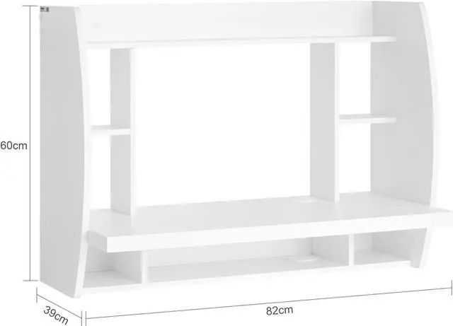 Alt view image 3 of 7 - SoBuy FWT18-W,Home Office Workstation Computer Desk with Storage Shelves,Wall-Mounted Table Desk,White