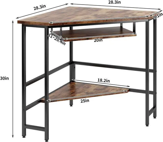 Alt view image 3 of 7 - soges 28.3 inches Small Corner Desk with Storage, Computer Corner Desk with Monitor Stand, Home Office Writing Desk Study Table for Small Space,10CZWKCT01 (Brown)