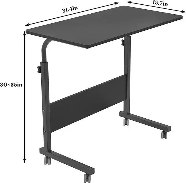 Alt view image 3 of 7 - soges Adjustable Mobile Table 31.4inches Portable Laptop Computer Stand Desk Cart Tray, Black 05-1-80B-CA