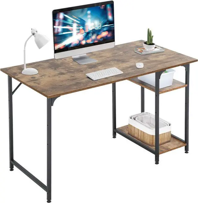 Main image of Computer Desk, 47 Inch Home Office Desk Gaming Desk with Bookshelf Modern Student Kids Desk Study Executive Table Workstation for Small Space, Vintage