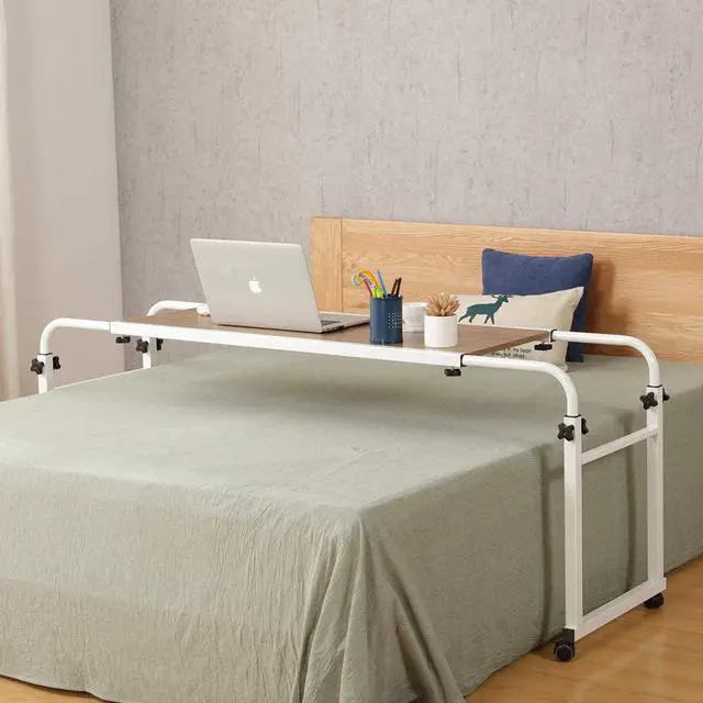 Alt view image 7 of 7 - Overbed Desk Laptop Cart Laptop Desk with Wheels Over Bed Desk Adjustable Overbed Table with Wheels King Queen Bed Table Bed Table on Wheels Overbed Laptop Table(Ancient Oak)