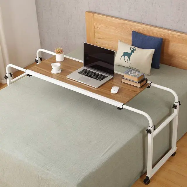 Alt view image 5 of 7 - Overbed Desk Laptop Cart Laptop Desk with Wheels Over Bed Desk Adjustable Overbed Table with Wheels King Queen Bed Table Bed Table on Wheels Overbed Laptop Table(Ancient Oak)