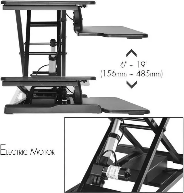 Alt view image 4 of 6 - PrimeCables 31.5 inch Electric Standing Desk Converter, One-Touch Button Height Adjustable Sit Stand Desk Converter Keyboard Tray, Desk Riser Fits Dual Monitor and Laptop