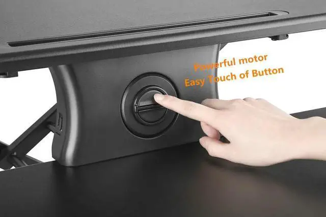 Alt view image 3 of 6 - PrimeCables 31.5 inch Electric Standing Desk Converter, One-Touch Button Height Adjustable Sit Stand Desk Converter Keyboard Tray, Desk Riser Fits Dual Monitor and Laptop