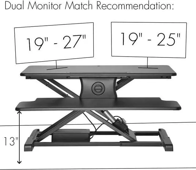 Alt view image 6 of 6 - PrimeCables 31.5 inch Electric Standing Desk Converter, One-Touch Button Height Adjustable Sit Stand Desk Converter Keyboard Tray, Desk Riser Fits Dual Monitor and Laptop