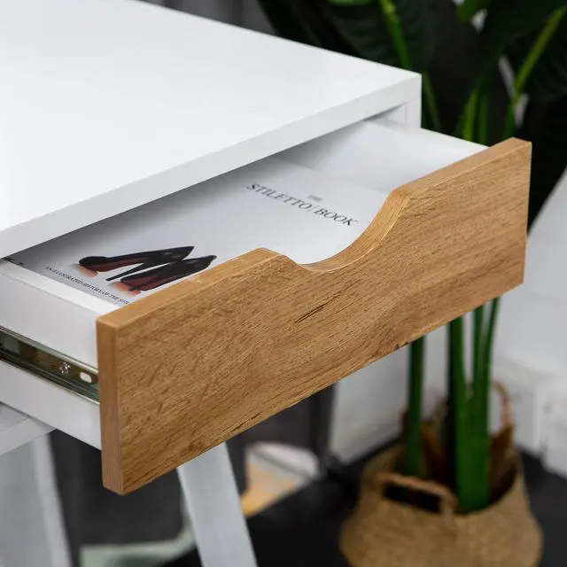 Alt view image 6 of 7 - SDHYL White Desk with Drawers,Home Office Desk with Storage,43 inch Study Table for Small Space