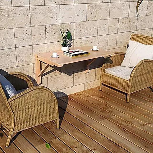 Alt view image 4 of 6 - Folding Wall-Mounted Table Solid Wood Wall Table Dining Table Foldable Computer Desk Learning Table Wall-Mounted Folding Table Study Desk Size Optional (Size : 60 * 40cm)