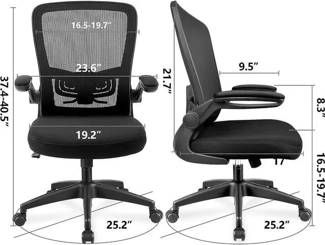Alt view image 3 of 7 - FelixKing Office Chair, Ergonomic Desk Chair with Adjustable Height and Lumbar Support Swivel Lumbar Support Desk Computer Chair with Flip up Armrests for Conference Room (Black)