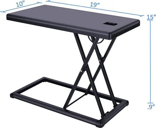Alt view image 2 of 7 - Rocelco 19" Portable Desk Riser - Height Adjustable Travel Standing Desk Converter - Premium Compact Sit Stand Up Laptop Rising Workstation with Carry Bag - Black (R PDRB)