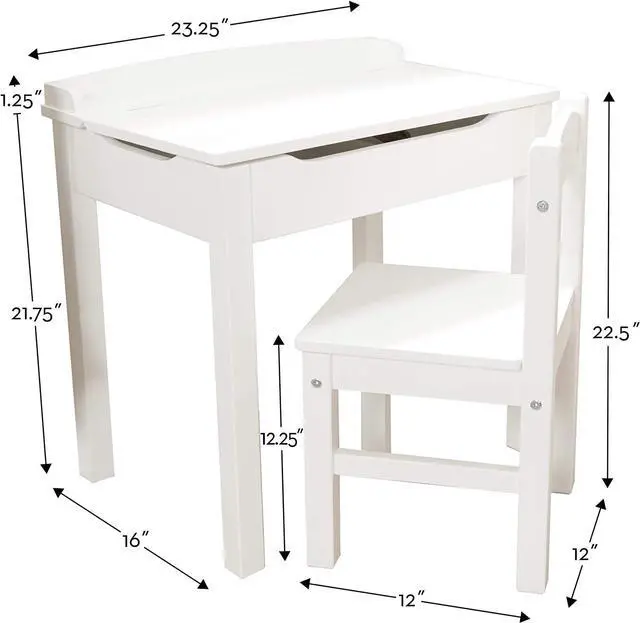 Alt view image 4 of 7 - Melissa & Doug Childs Lift-Top Desk & Chair, Sturdy Wooden Chair & Desk Set, Safety-Hinged Lid, White, 41 cm H x 60 cm W x 59 cm L