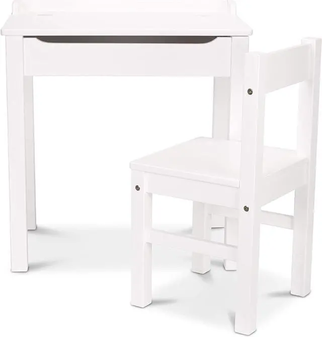 Alt view image 6 of 7 - Melissa & Doug Childs Lift-Top Desk & Chair, Sturdy Wooden Chair & Desk Set, Safety-Hinged Lid, White, 41 cm H x 60 cm W x 59 cm L