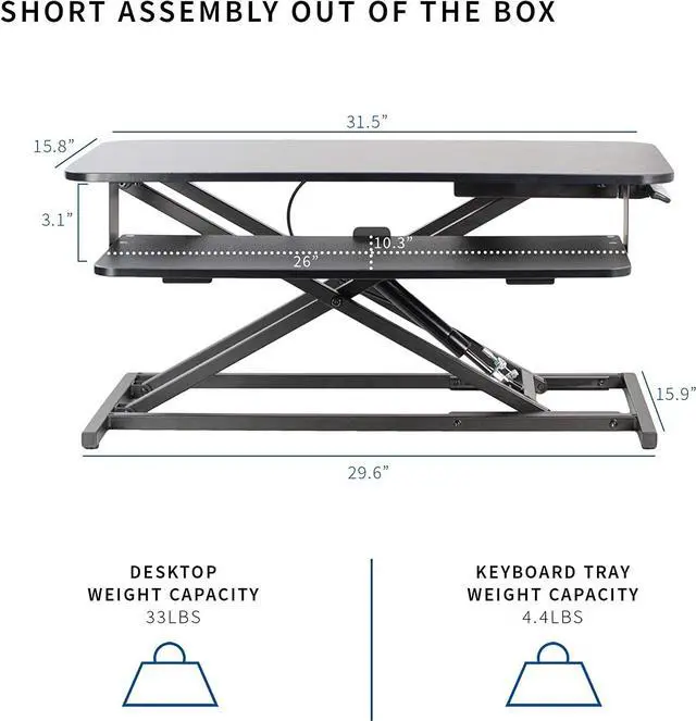 Alt view image 3 of 7 - Height Adjustable 32 inch Stand Up Desk Converter, Quick Sit to Stand Tabletop Dual Monitor Riser Workstation, Black, DESK-V000S