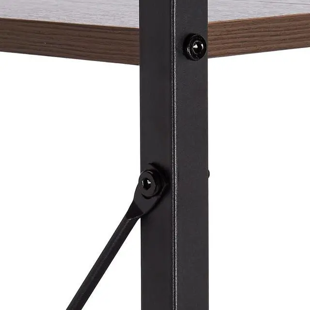 Alt view image 7 of 7 - Coral Flower Tower Computer Desk with 4 Tier Shelves - 47.6'' Multi Level Writing Study Table with Bookshelves Modern Steel Frame Wood Desk Compact Home Office Workstation (Natural brown)