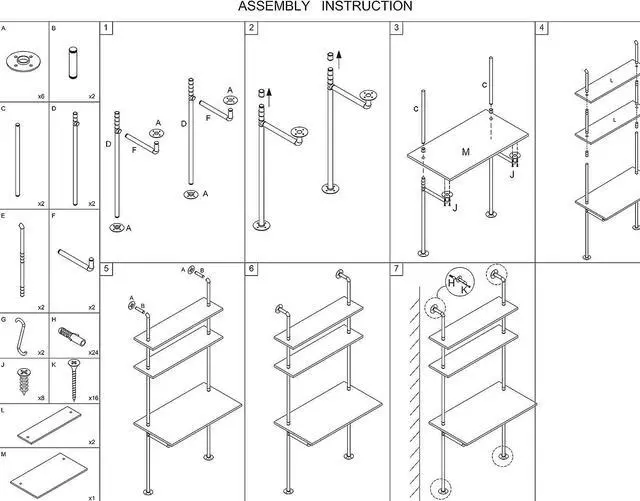 Alt view image 5 of 6 - ZIOTHUM Wall Mount Desk, Ladder Desk, Shelf Desk, Industrial Desk, Wall Table, Computer Laptop Desk with Shelves, Industrial Bookcase Desk Wall Mount Floating Table with Storage (36x20x81)