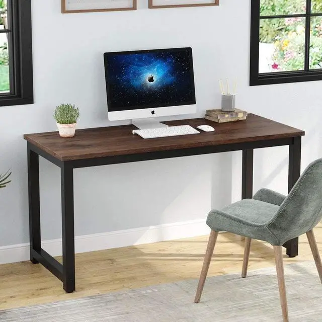 Alt view image 2 of 6 - Tribesigns Computer Desk, 55 inch Large Office Desk Computer Table Study Writing Desk Workstation for Home Office, Rustic Brown