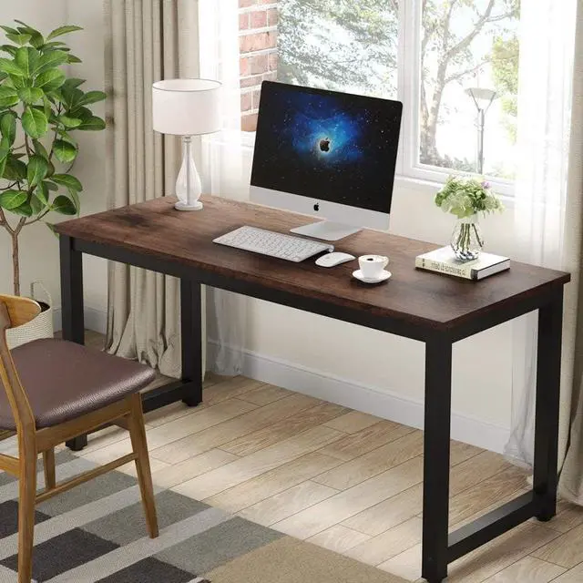Alt view image 4 of 6 - Tribesigns Computer Desk, 55 inch Large Office Desk Computer Table Study Writing Desk Workstation for Home Office, Rustic Brown