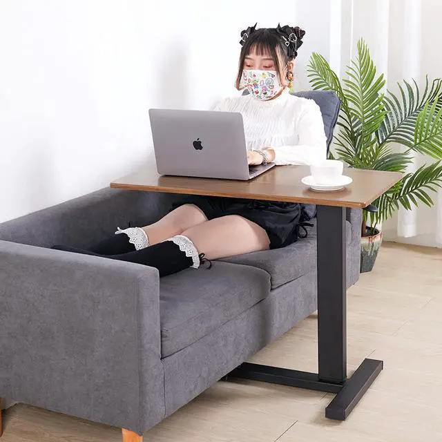 Alt view image 4 of 7 - Wisfor Overbed Table, Bedside Sofa Side Table with Hidden Wheels Adjustable Height Hospital Bed Table Rolling Laptop Desk for Couch, Living Room Home Hospital Use