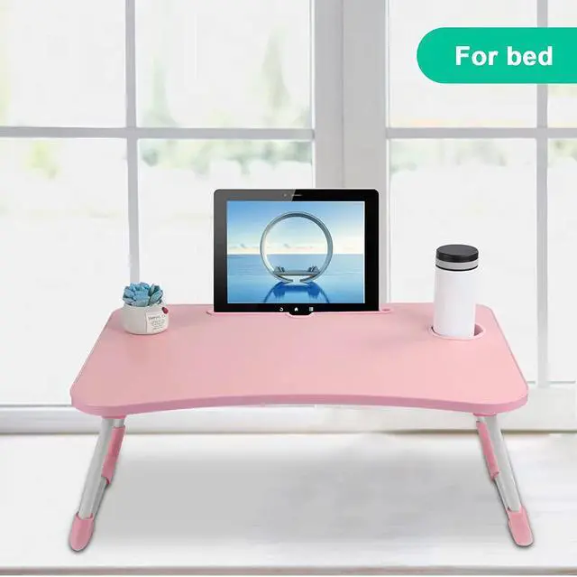 Alt view image 4 of 7 - Laptop Desk, Laptop Bed Table, Breakfast Tray, Portable Foldable Laptop Desk, Laptop Table for Bed and Sofa (Pink)