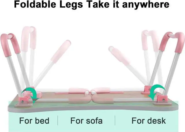 Alt view image 6 of 7 - Laptop Desk, Laptop Bed Table, Breakfast Tray, Portable Foldable Laptop Desk, Laptop Table for Bed and Sofa (Pink)