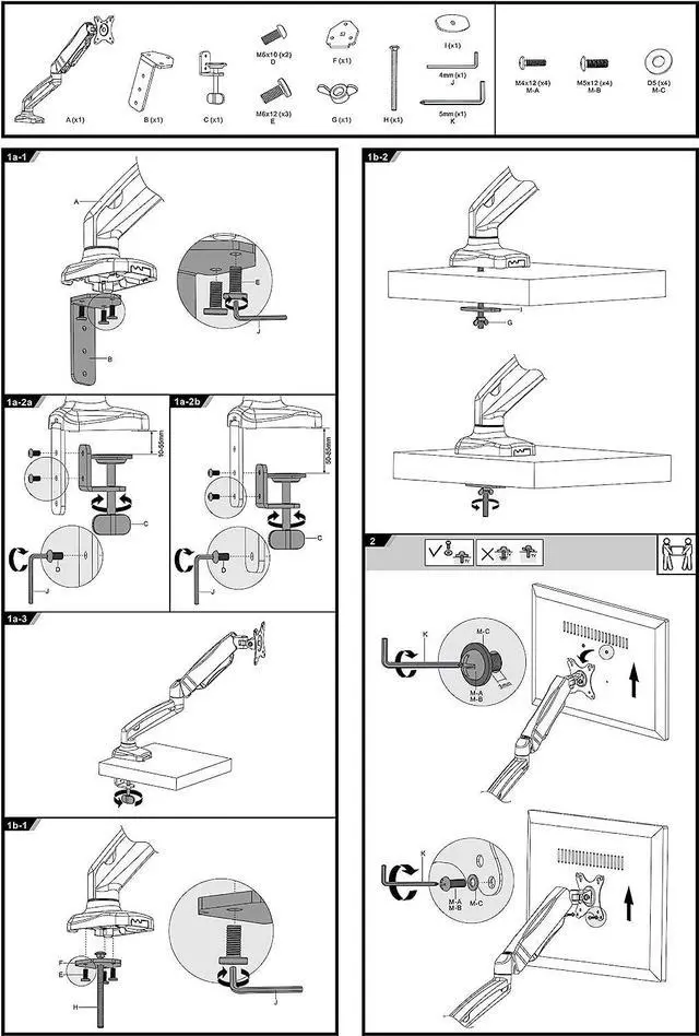 Alt view image 7 of 7 - Duramex (Tm) Gas Spring Single Monitor Screen Arms Fully Adjustable Desk Mount / Articulating Stand for LCD Screen up to 27 or Weight Upto 14Lbs