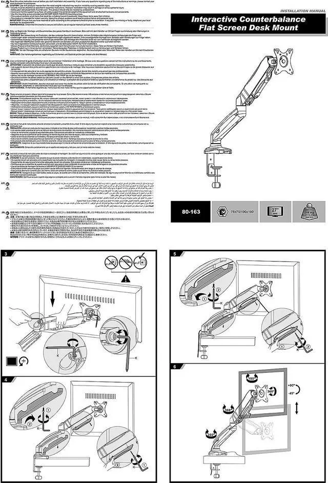Alt view image 6 of 7 - Duramex (Tm) Gas Spring Single Monitor Screen Arms Fully Adjustable Desk Mount / Articulating Stand for LCD Screen up to 27 or Weight Upto 14Lbs