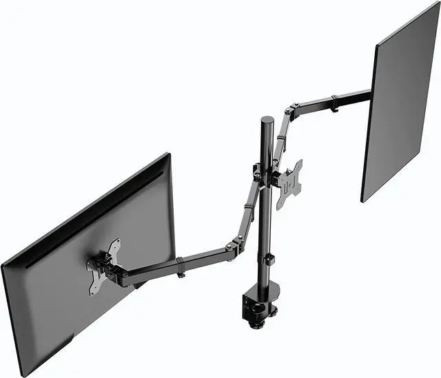 Alt view image 6 of 7 - Rocelco Premium Triple Monitor Desk Mount - Standard Pattern Fits 13" - 27" LED LCD Flat Computer Screen - Three Articulated Full Motion Adjustable Arms - Grommet and C Clamp - Black (R DM3)