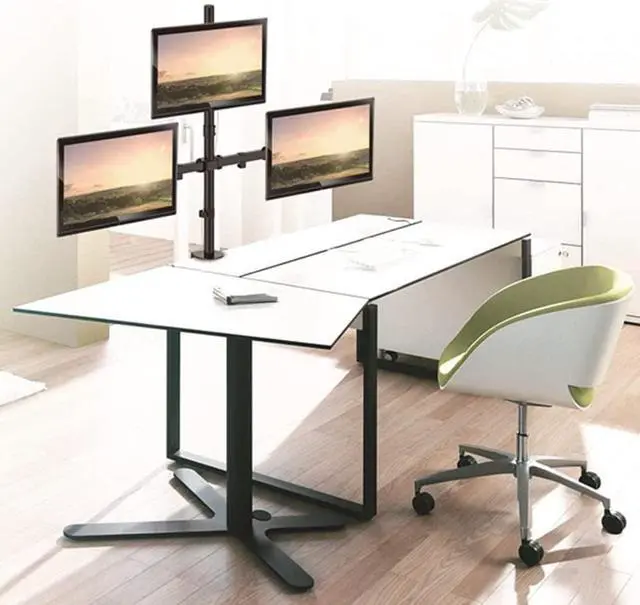 Alt view image 4 of 7 - PrimeCables Triple Monitor Desk Mount Stand for 13" - 32" LCD LED Screen Display - 3 Heavy Duty Full Motion Monitor Arm with VESA 75x75 and 100x100mm Patterns (Sturdy, Ergonomics)