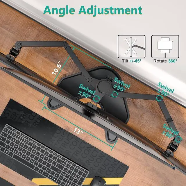 Alt view image 5 of 7 - WALI Triple Monitor Stand, Free Standing Three Monitor Desk Mount Fully Adjustable, Fits 3 Screens up to 27 inch, 22 lbs Weight Capacity per Arm (MF003S), Black