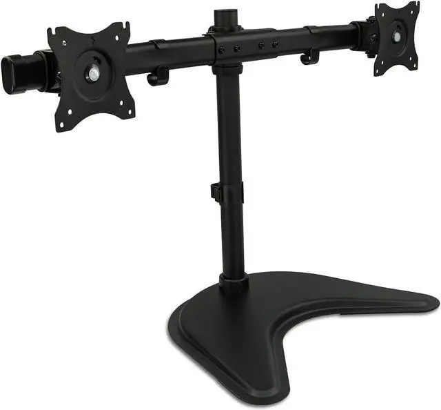 Alt view image 2 of 7 - Mount-It! Free Standing Dual Monitor Stand | Double Monitor Desk Mount | Fits Two x 19 20 21 22 23 24 27 Inch Computer Screens | 2 Heavy Duty Height Adjustable Arms | VESA Compatible 75 100